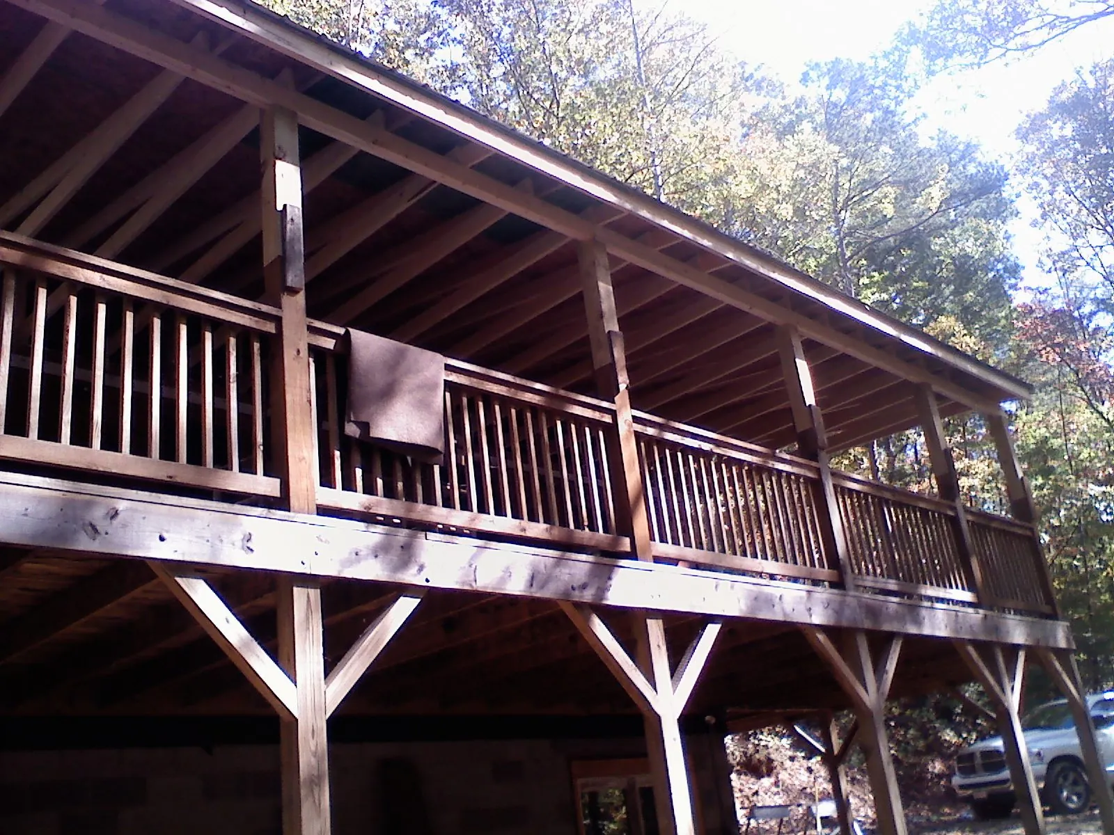 Timber framing under a new elevated porch and deck — Roof Leak Repair in Hazen by Roofing Brothers